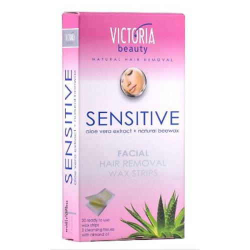 Benzi Depilatoare pentru Fata Ceara Rece cu Aloe Vera - Victoria Beauty Sensitive - 20 buc