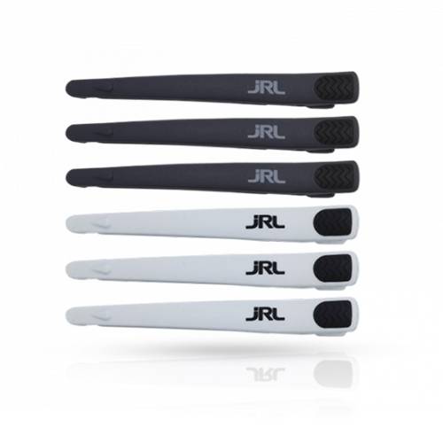 JRL Set 6 clipsuri din carbon pentru frizerie alb/negru