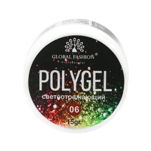 Polygel constructie unghii cu sclipici reflectorizant Disco Polygel 06 - 15 g