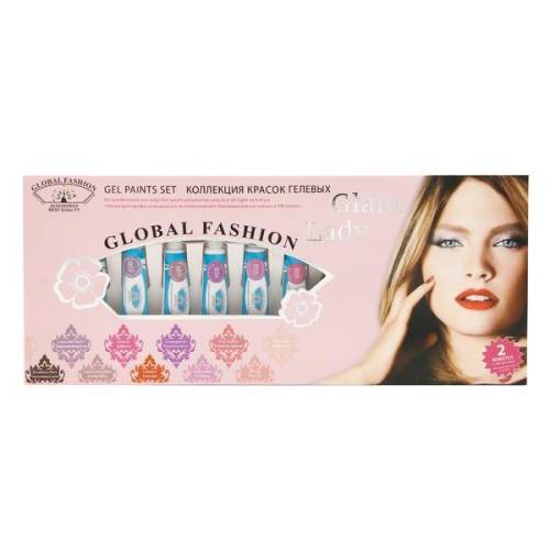 Set 10 gel vopsea in tub - Glam Lady - Global Fashion - 5 gr - Multicolor