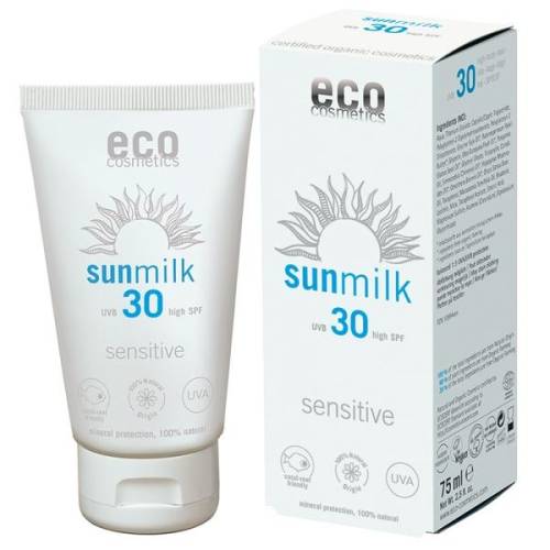 Lapte de Plaja Bio pentru Piele Sensibila cu Ulei de Zmeura SPF 30 Eco Cosmetics - 75ml