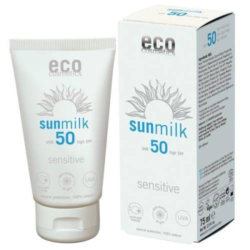 Lapte de Plaja Bio pentru Piele Sensibila cu Ulei de Zmeura SPF 50 Eco Cosmetics - 75ml