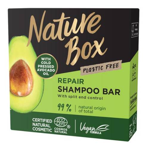 Sampon Solid Reparator cu Ulei de Avocado Presat la Rece - Nature Box Repair Shampoo Bar with Cold Pressed Avocado Oil Plastic Free - 85 g
