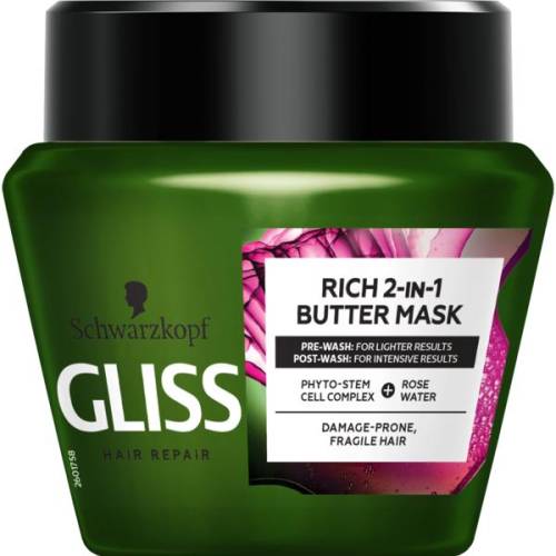 Tratament- Masca 2 in 1 cu Unt Bogat pentru Par Fragil predispus la Deteriorare - Schwarzkopf Gliss Hair Repair Rich 2-in-1 Butter Mask for...