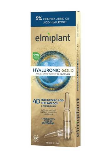 Elmiplant hyaluronic gold 4d fiole antirid cu efect de reumplere set 7 fiole