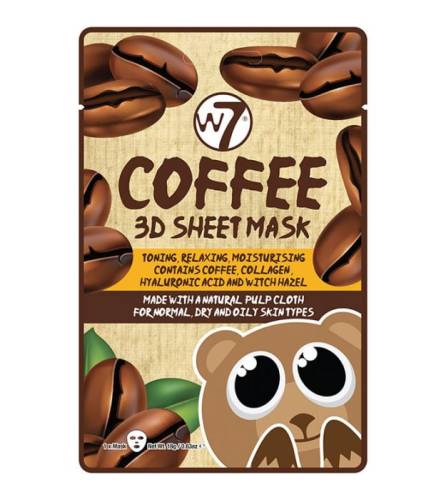 Masca Coreeana cu Cafea - Colagen si Acid Hialuronic - W7 Coffee 3D Sheet Mask - 18 g
