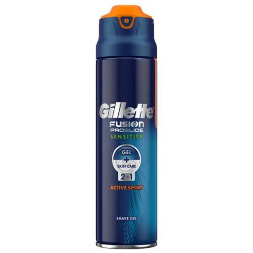 Gel de Ras pentru Piele Sensibila - Gillette Fusion Proglide Sensitive Gel + Skin Care 2 in 1 Active Sport Shave Gel - 170 ml