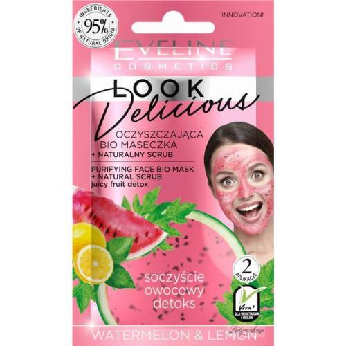 Masca de fata bio purificatoare - Eveline Cosmetics - Look Delicious - cu lamaie si pepene verde - 10 ml
