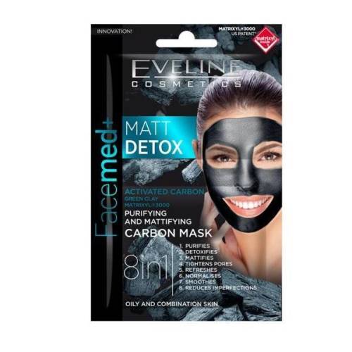 Masca de fata - Eveline Cosmetics - Facemed+ - Matt Detox - 8 in1 - 10 ml