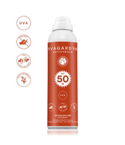 Evagarden Spray pentru fata si corp cu protectie solara SPF 50+ ActiveGold Antiage Sun Care 150ml