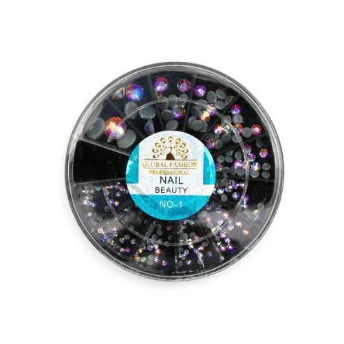 Set 12 decoratiuni unghii - Global Fashion - cristale rotunde - mari - Multicolor