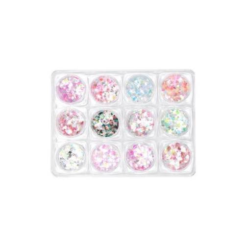 Set 12 decoratiuni unghii - Global Fashion - paiete stele mix - Multicolor