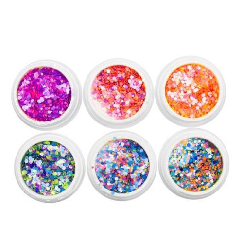 Set 6 decoratiuni unghii - paiete cercuri - Global fashion - Multicolor