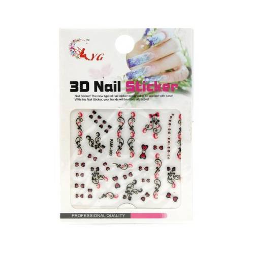 Sticker unghii - Global Fashion - 3D Nail Accessory - FAM-003 - Multicolor - 1 set