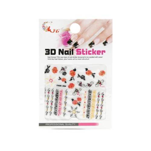 Sticker pentru unghii - Global Fashion - 3D Nail Sticker FAM-004 - Multicolor - 1 set