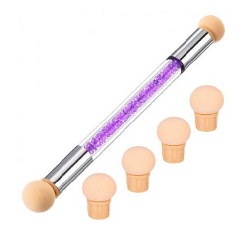Pensula unghii cu burete pentru Ombre Baby Boomer + 4 rezerve - Nail Art Tool - Purple