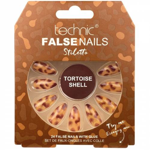 Set 24 Unghii False cu adeziv inclus Technic False Nails - Stiletto - Tortoise Shell