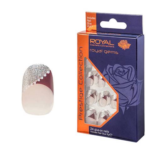 Set 24 Unghii False ROYAL Prestige Collection - Glue-On Nail Tips - Royal Gems - Adeziv Inclus