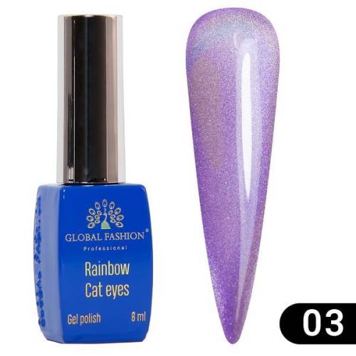 Oja semipermanenta - Global Fashion - Rainbow Laser Cat Eyes 8 ml - Violet 03