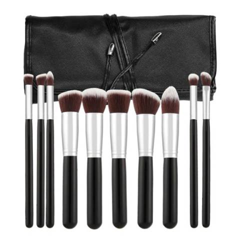 Set 10 Pensule Negre Kabuki pentru Machiaj - Mimo Makeup Brush Kabuki Black - 10 buc