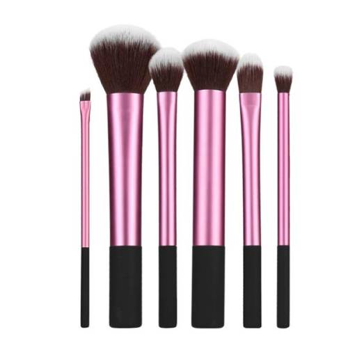 Set 6 Pensule Roz cu Negru pentru Machiaj - Mimo Makeup Brush Long Ferrule - 6 buc