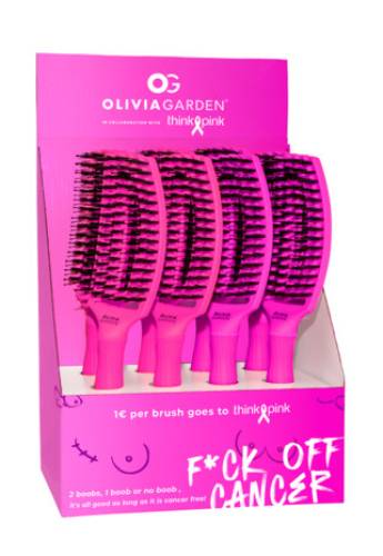 Olivia Garden Display cu 8 perii de par cu peri de mistret+nailon Finger Combo Medium Neon Think Pink 2023