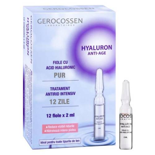 Fiole cu Acid Hialuronic Pur - Hyaluron Anti-age - Gerocossen Laboratoires - 12 fiole x 2 ml