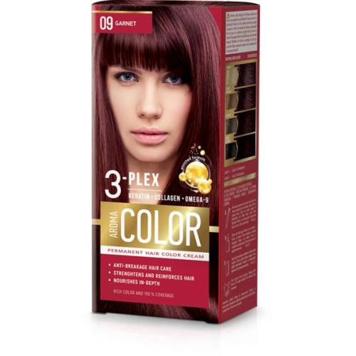 Vopsea Crema Permanenta - Aroma Color 3-Plex Permanent Hair Color Cream - nuanta 09 Garnet - 90 ml