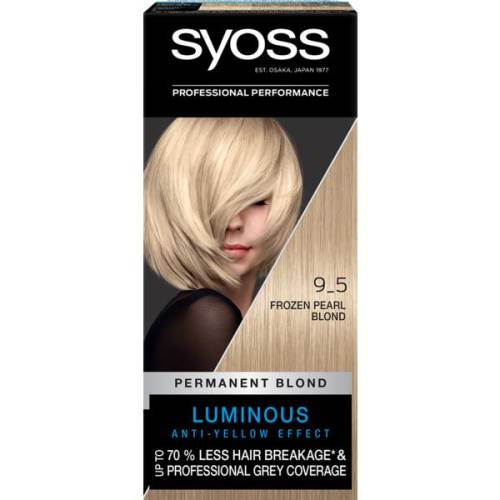 Vopsea de Par Permanenta - Syoss Professional Performance Permanent Blond Luminous Anti-Yellow Effect Baseline - nuanta 9_5 Frozen Pearl Blond